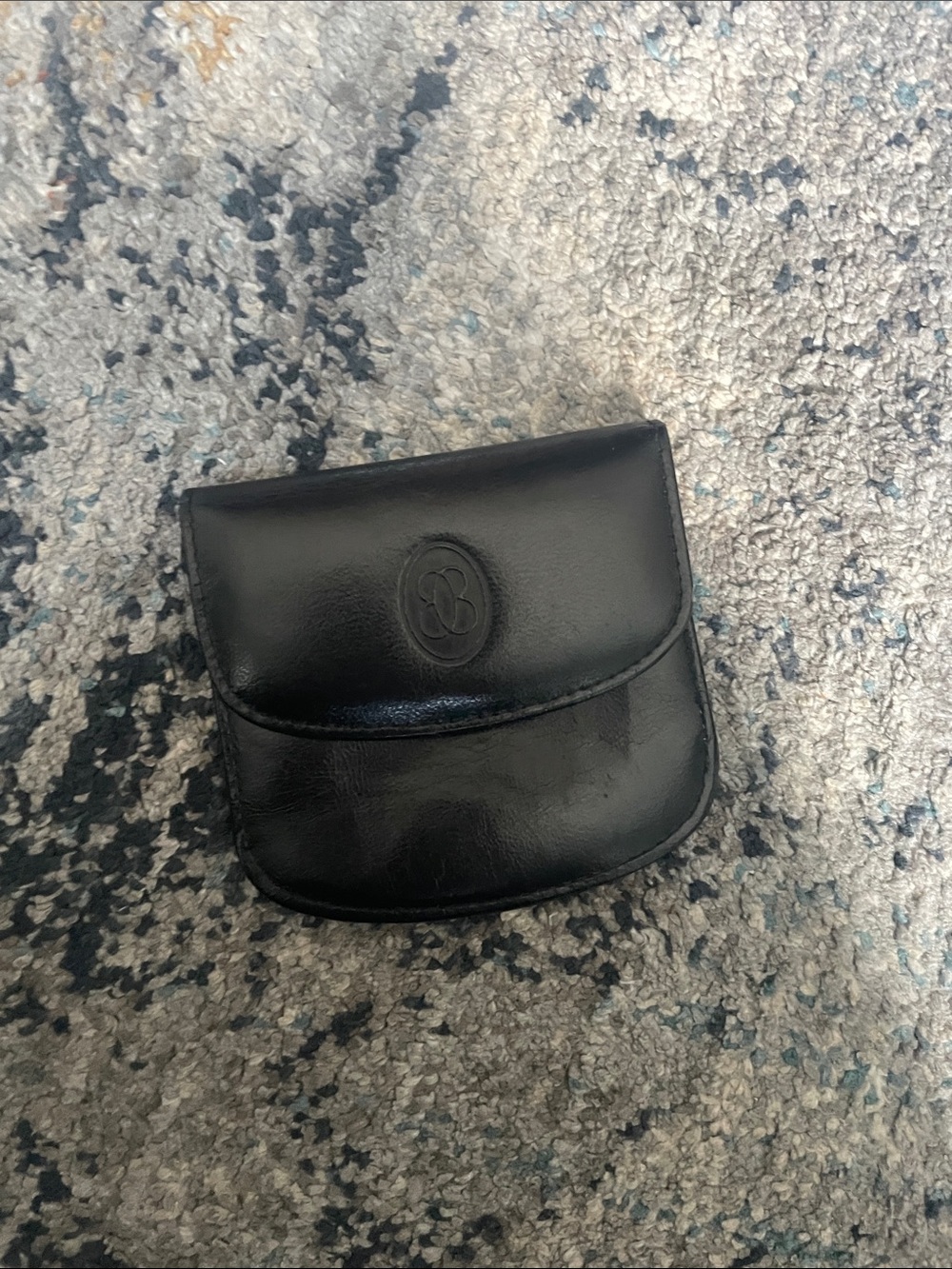Buxton Black Leather Coin Pouch with Embossed Logo